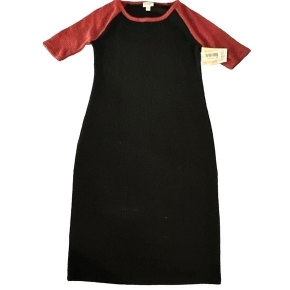 Women's Lularoe Black Heathered Red Julia Dress Pencil Size XS NWT #6635